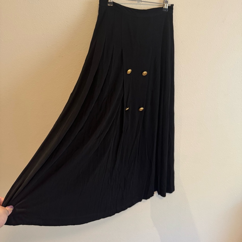 Dior Black Maxi Skirt with Gold Button Accents